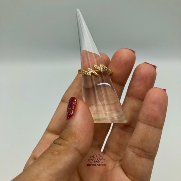 Lighning Bolt Ring | Gold Plated Brass - Picture 5 of 9